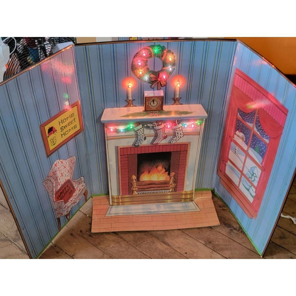 Telco Vintage motionette fireplace dimensional background display Xmas accessory